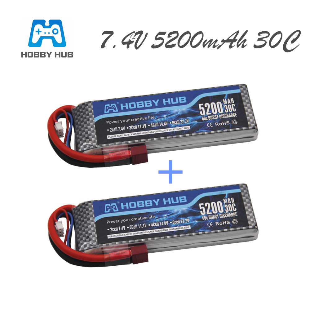 7.4 V 5200 mAh 30C 2S 1P Lipo  - Rc Roc Hobby recension och pris