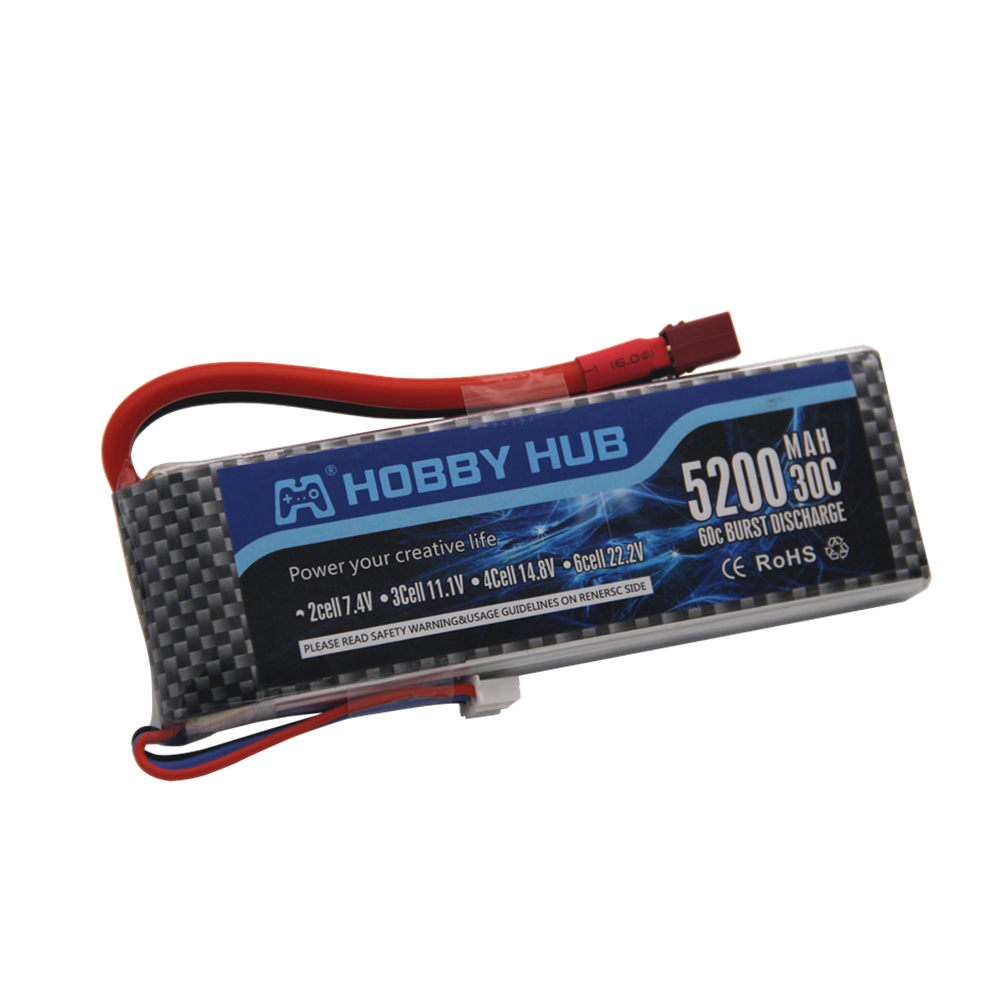 7.4 V 5200 mAh 30C 2S 1P Lipo  - Rc Roc Hobby recension och pris