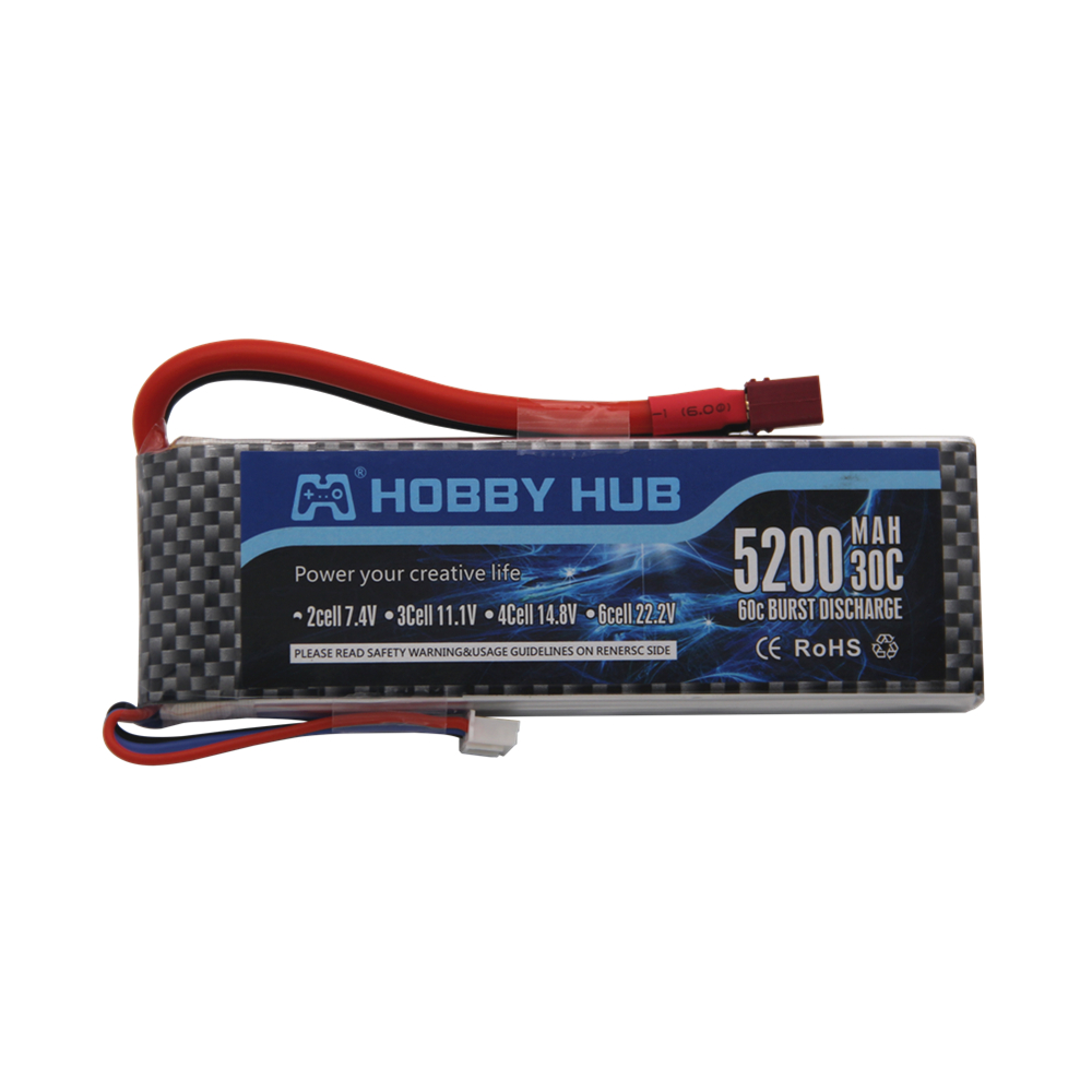7.4 V 5200 mAh 30C 2S 1P Lipo  - Rc Roc Hobby recension och pris