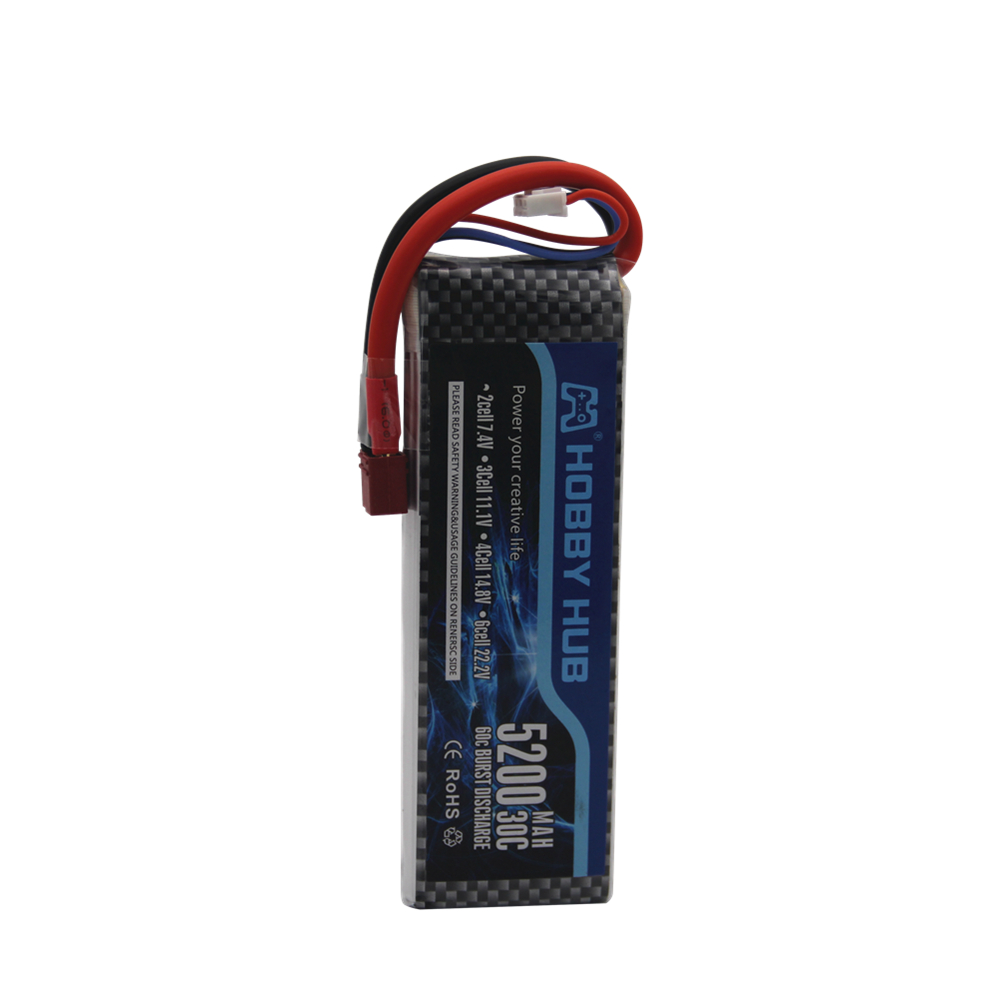 7.4 V 5200 mAh 30C 2S 1P Lipo  - Rc Roc Hobby recension och pris